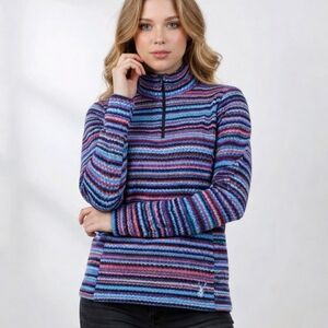 Spyder Chevron Savona 1/4 Zip Fleece Pullover Striped Women’s 10 Ski Base Layer